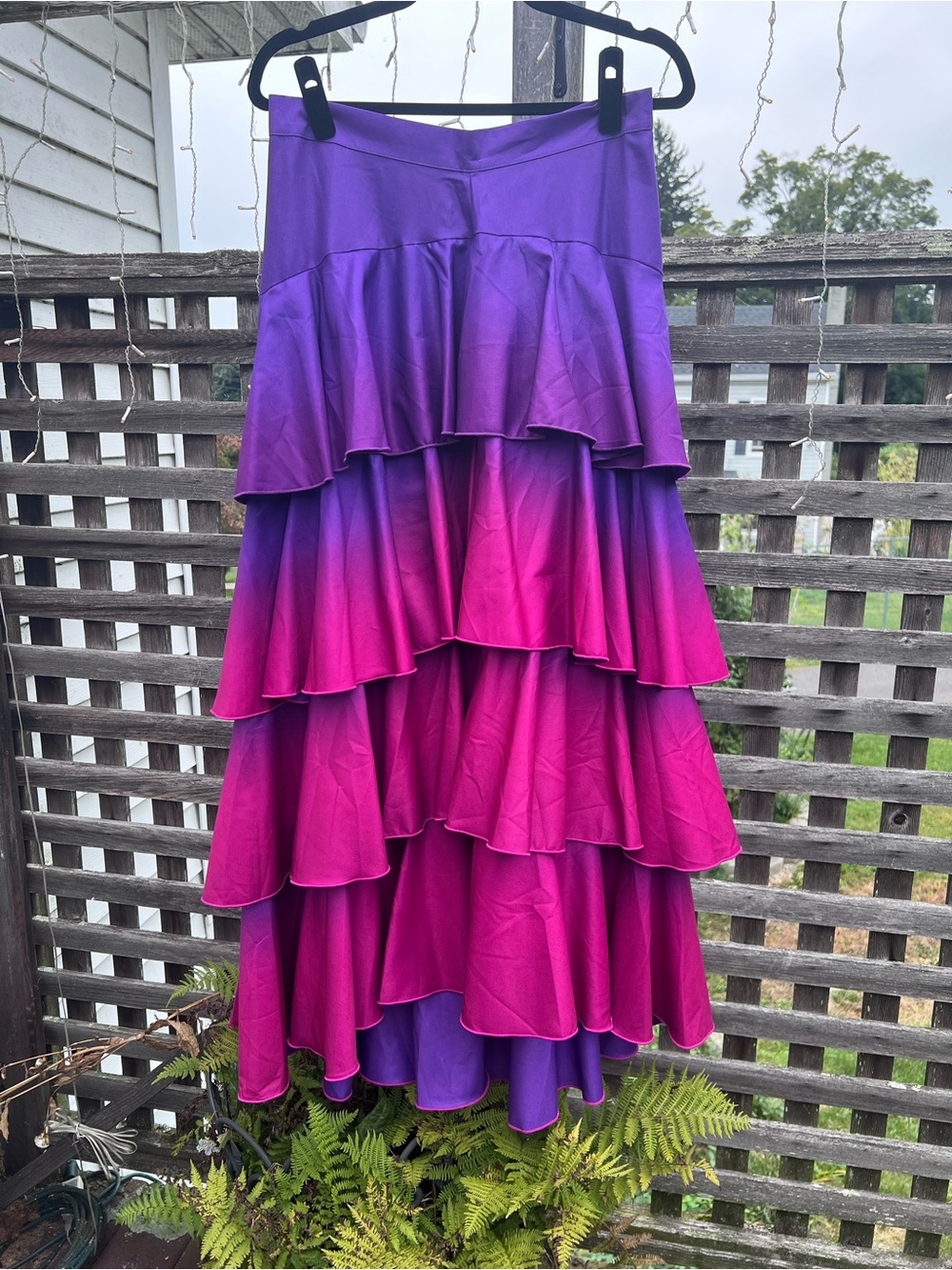 Purple and Pink Tiered Ruffle Maxi Skirt boho hippie - Picture 3 of 4
